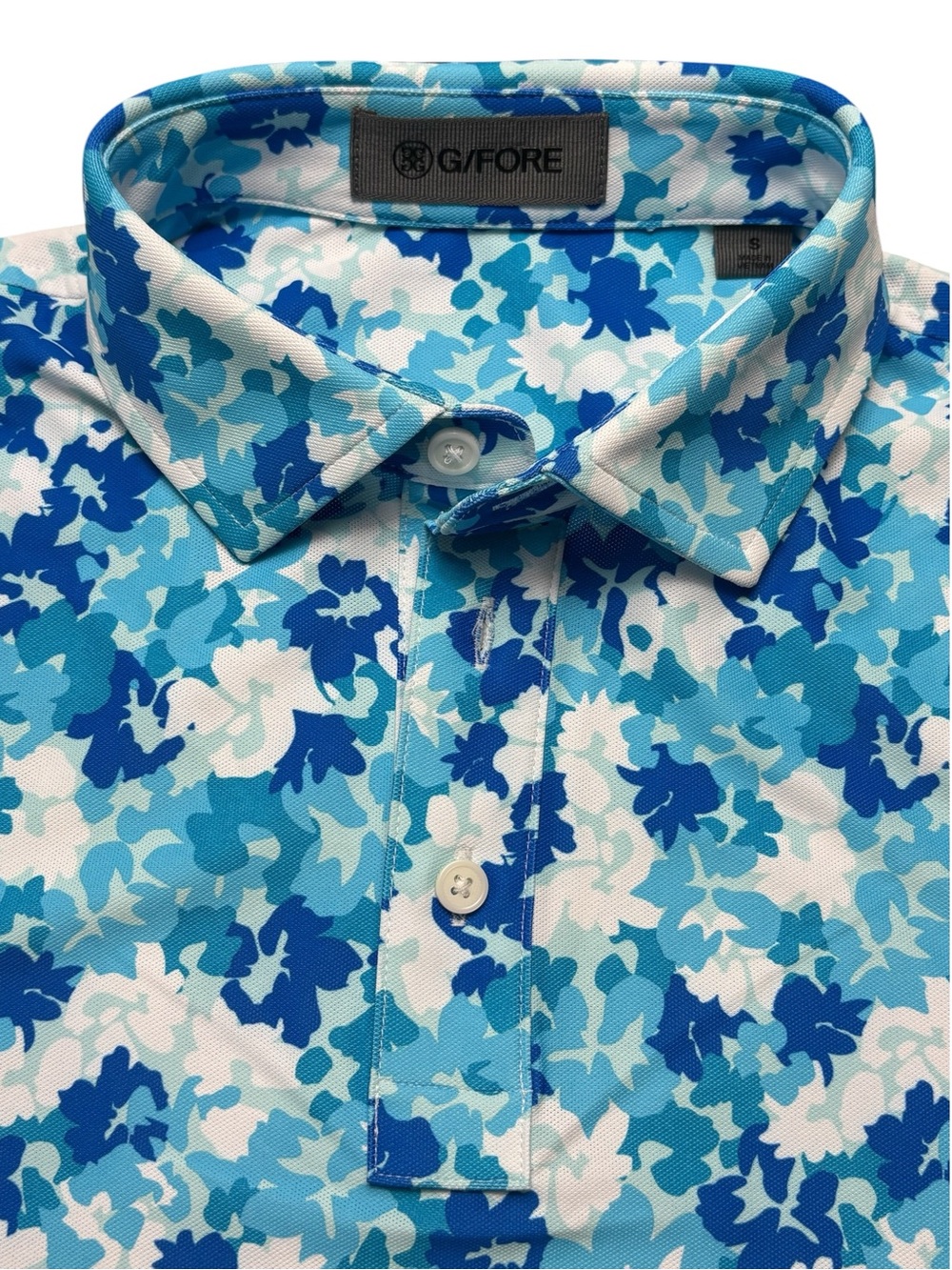 NWT G/FORE Camo Floral Tech Piqué Golf Polo Blue S - Picture 6 of 15
